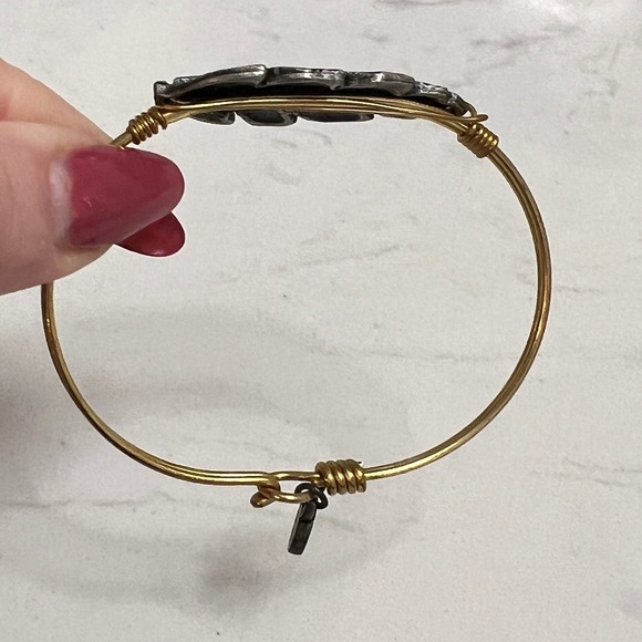 Luca + Stella Feather Wire Bangle Bracelet Brass Silver Tone Artisan Boho Hippie - Picture 3 of 9